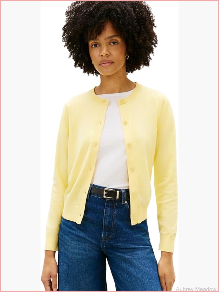 Women's Lightweight Crew Neck Cardigan Sweater Button Down Knit